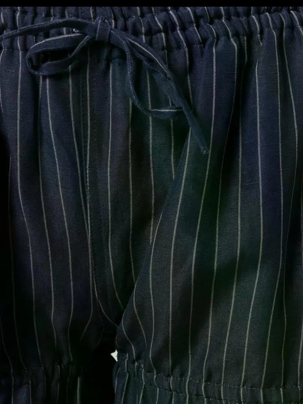 Jean Paul Gaultier Navy Pinstripe Gathered Drawstring Shorts - Picture 5 of 14